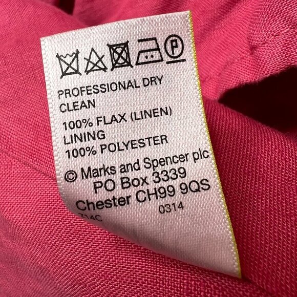 Per Una Blazer Womens Size 10 Faded Pink 100% Flax Linen Ruffles Jacket Natural - Picture 15 of 16